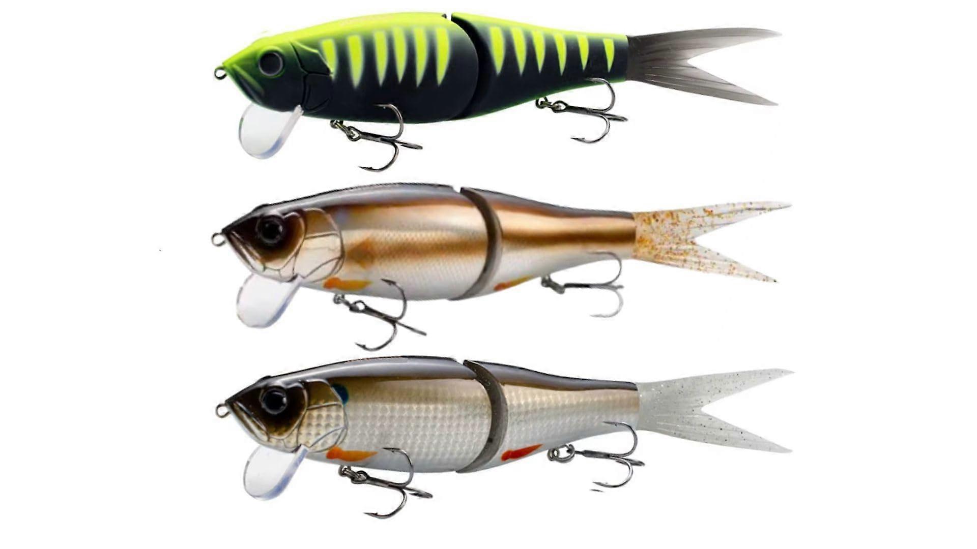 Glidebait Fishing Lures Multi-Jointed Swimbait, Realistic Hard Plastic Bait with Treble Hooks, 3 Colors, Freshwater and Saltwater Compatibility