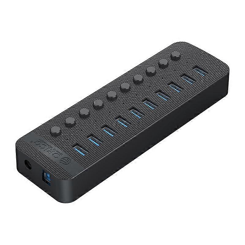 ORICO CT2U3-10AB-BK 10 في 1 خطوط بلاستيكية متعددة المنافذ USB HUB مع مفاتيح فردية (أسود)