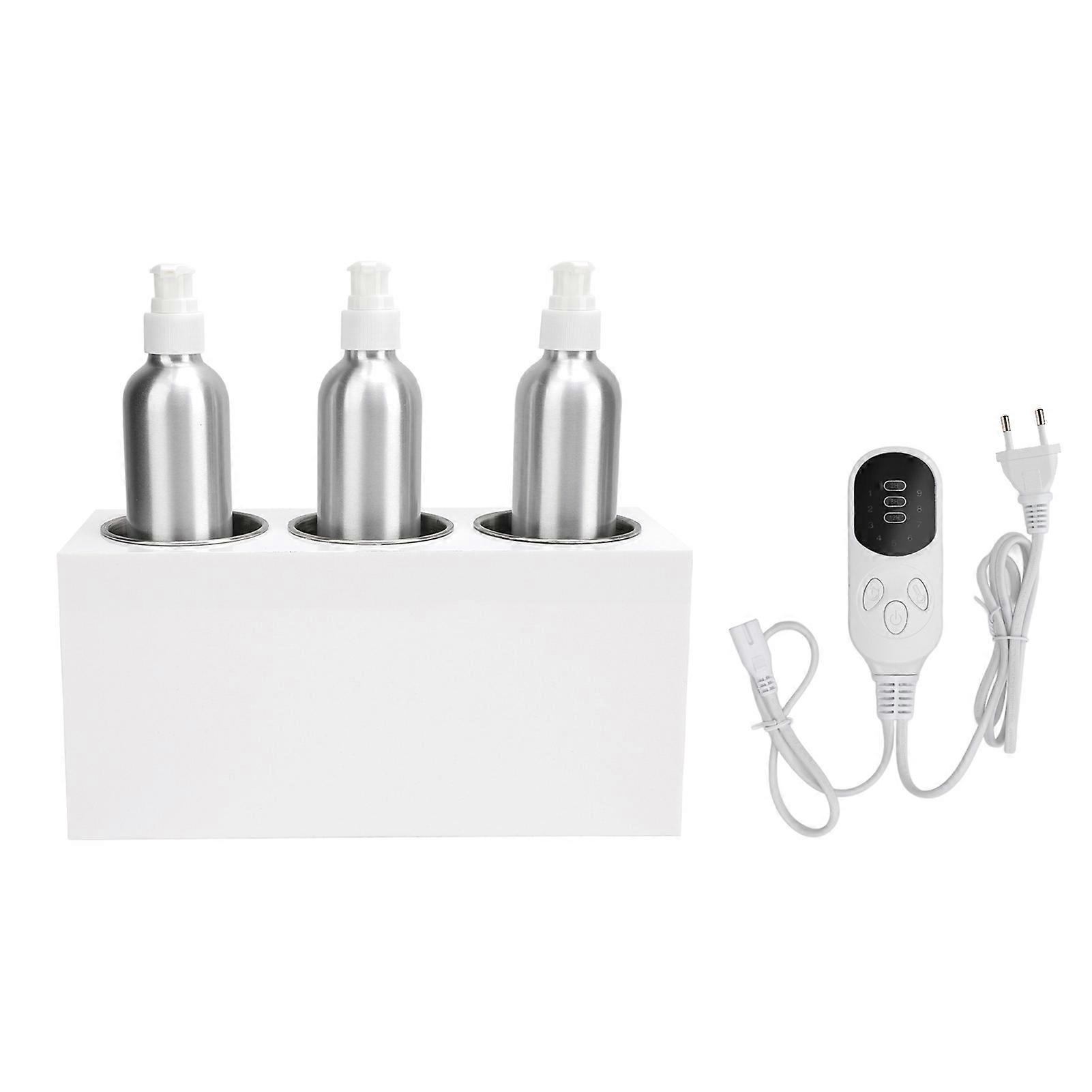 موزع زيت مدفأ 3 زجاجات تدليك زيت أكثر سخان زيت للتحكم في درجة الحرارة ثابتة أبيض