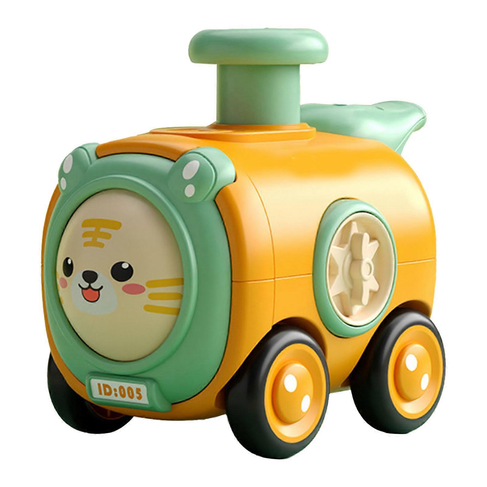 Press Go Inertia with Whistle Cartoon Face Changing Improve Motor Skills Baby Toy Train for Toddlers
