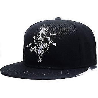 Skull Skeleton Baseball Cap, Mænd Solid Flat Bill Justerbar Snapback Hatte Unisex