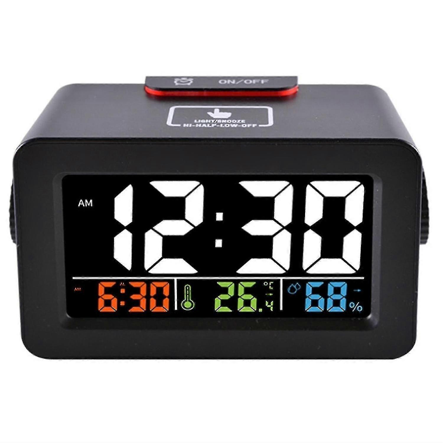 Color Lcd Digital Smart Alarm,with Temperature Hygrometer,black