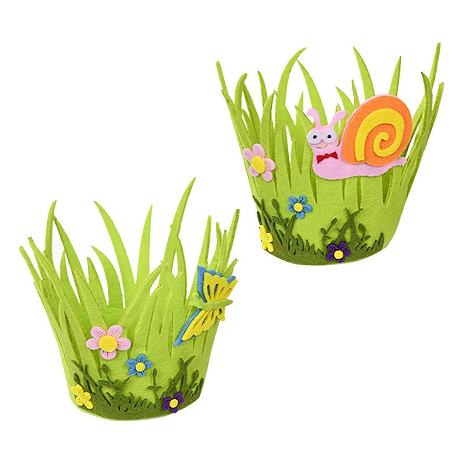 2x cute Non-woven Felt Easter Egg Baskets