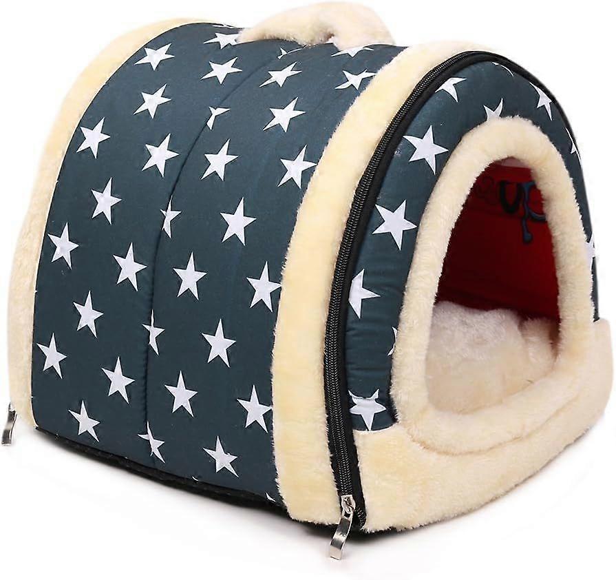 ANCOUS Pet Nest and Sofa Bed, Foldable Dog Cat House Non-Slip and Winter Soft Comfortable Mattress 4 Style 3 Size (M, Blue)