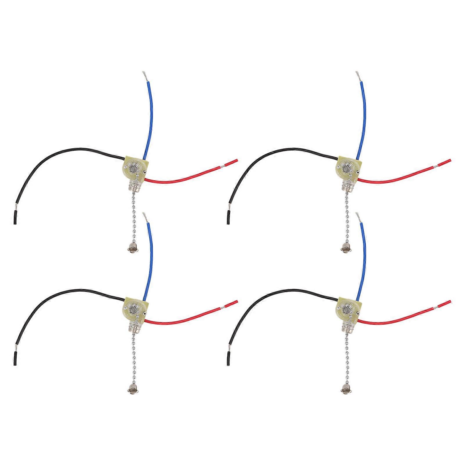 4Pcs Ceiling Fan Light Switch Replacement Lamp Pull Chain 3 Wire Ceiling Fan Lamp Switch 250V 125V