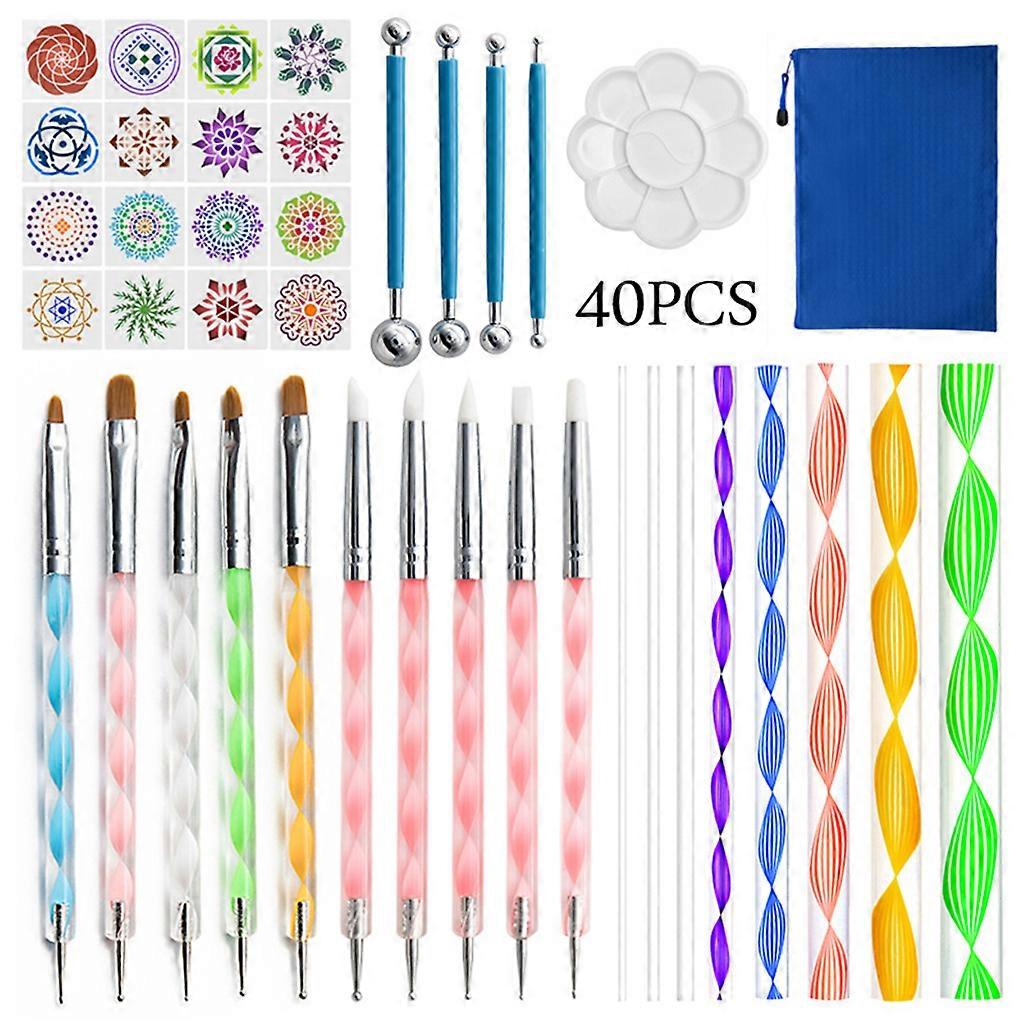 40Pieces Complete Mandala Tools Kit Multi-purpose Dotting Stencils Set for Kid Student Beginner Art Drawing Painting