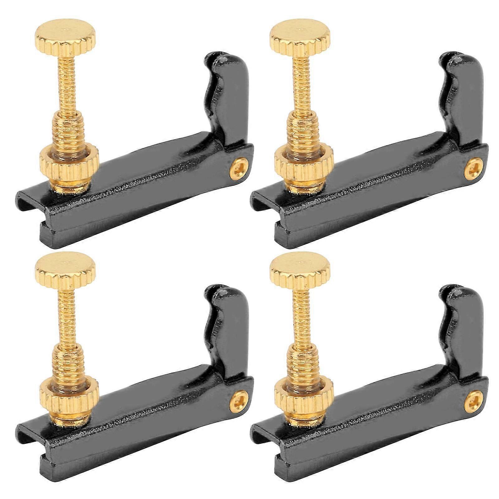 4Pcs Violin Fine Tuners 3/4-4/4 Cello String Tool Replacement Instrument AccessoriesBlack
