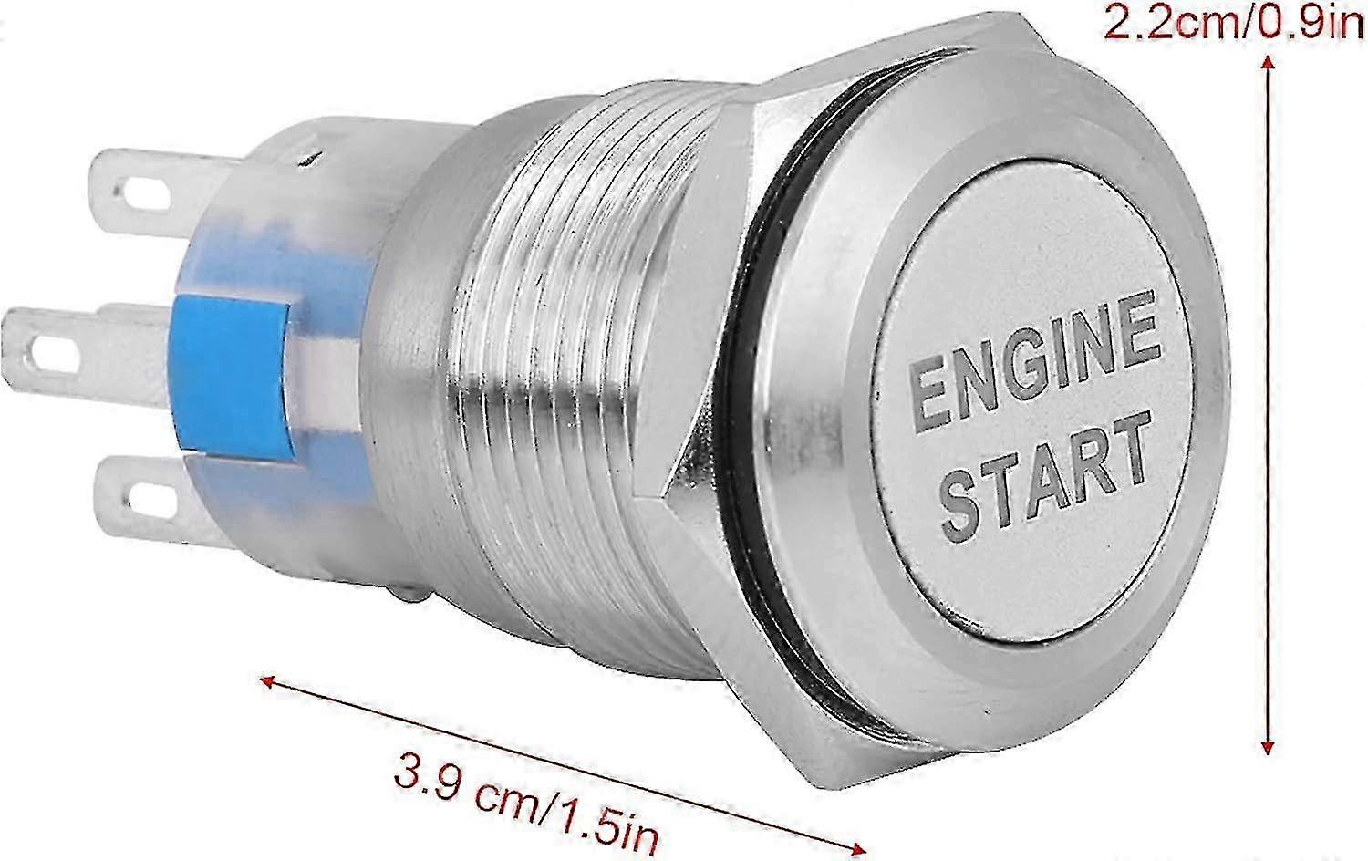 Waterproof 12V Car Ignition Starter Switch with Push Button and 19mm Diameter (Black)