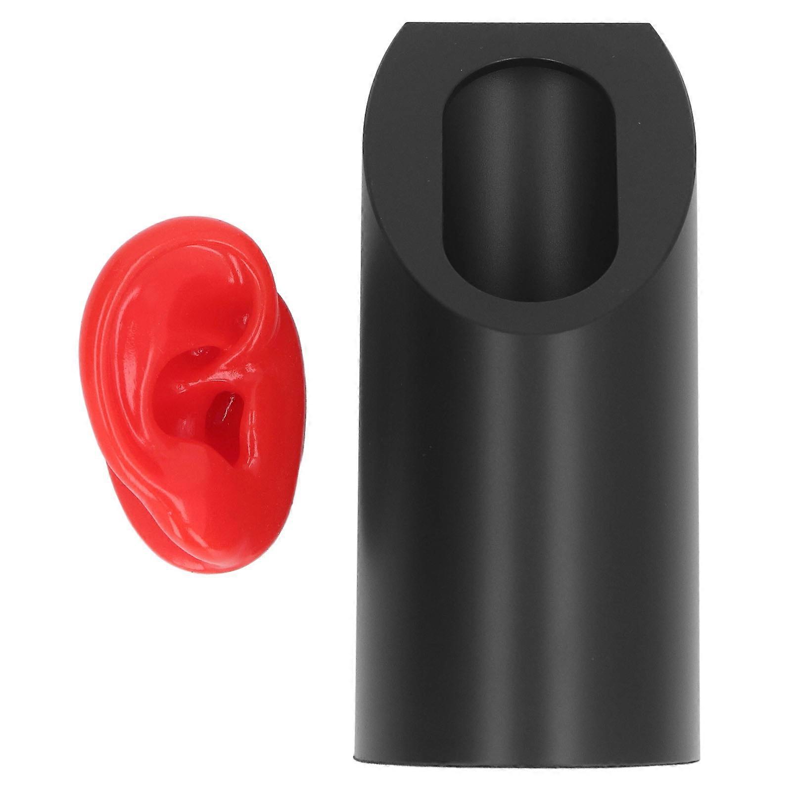 Silicone Ear Model Piercing Practice Realistic Artificial Soft Simulation Ear Part with Display Stand for Teaching Instructions Right Ear