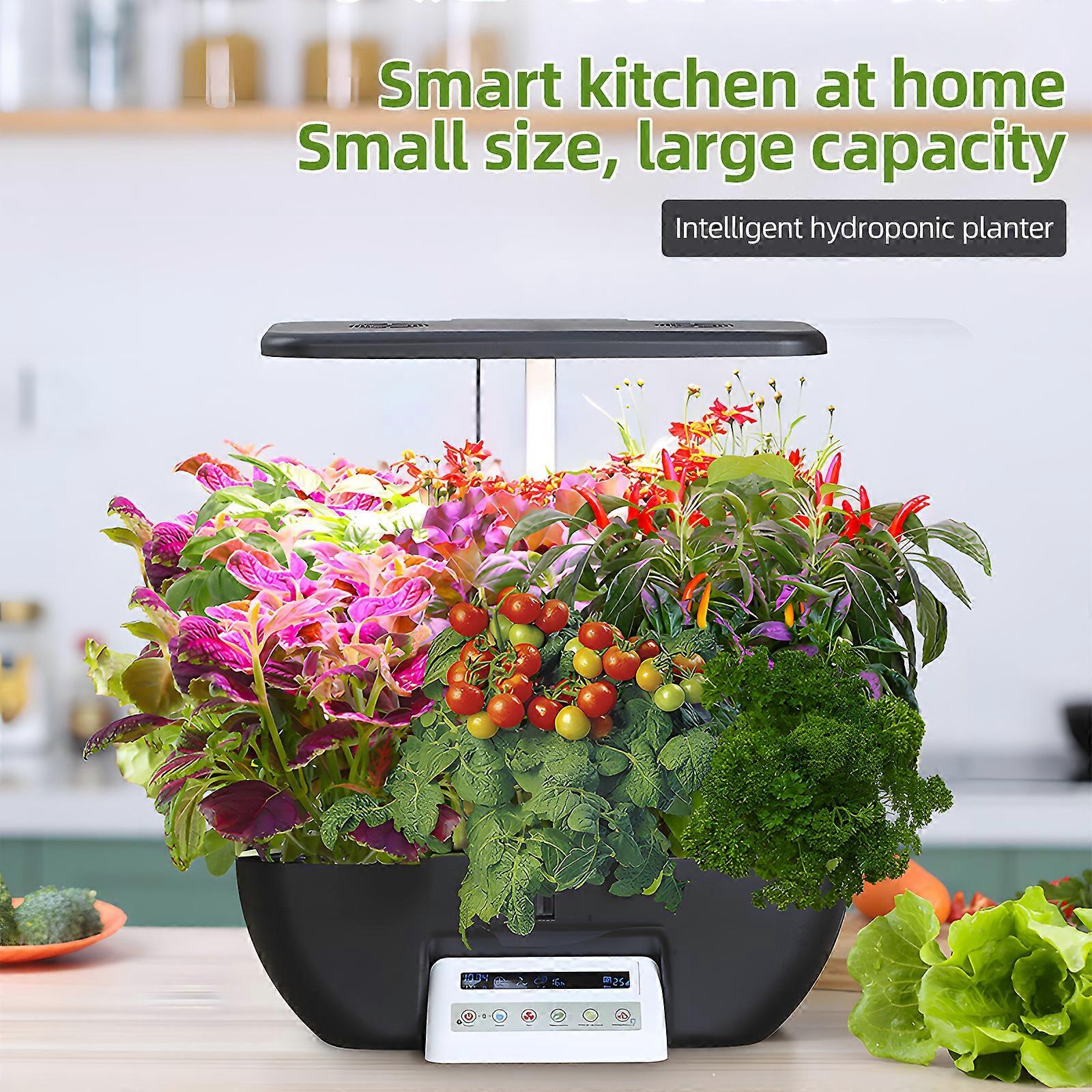 Hydroponics Growing System Kit 17 Pods Full-Spectrum Plant Grow Light Built-in Fan Height Adjustable 2 Modes LCD Display Plant Germination Kit for Ve