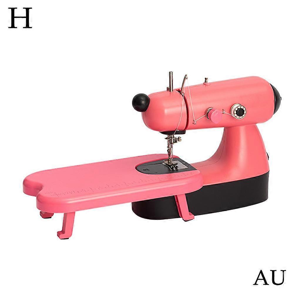 Compact Mini Desktop Electric Sewing Machine for Beginners with LED Light Portable for Home Crafting in Blue and Pink