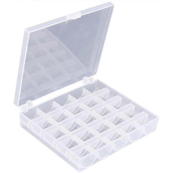 25 Slots Empty Spurs Bobbins Box Organizer for Sewing Machine Craft Plastic Storage Case and Container for Bobbins