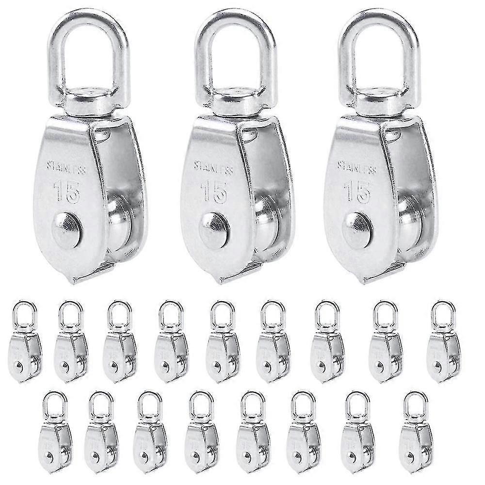 20 Stück Edelstahl Single Pulley Block M15 Stahl Drahtseil Umlenkrolle Block Kleine Riemenscheibe Lifting PU 2025
