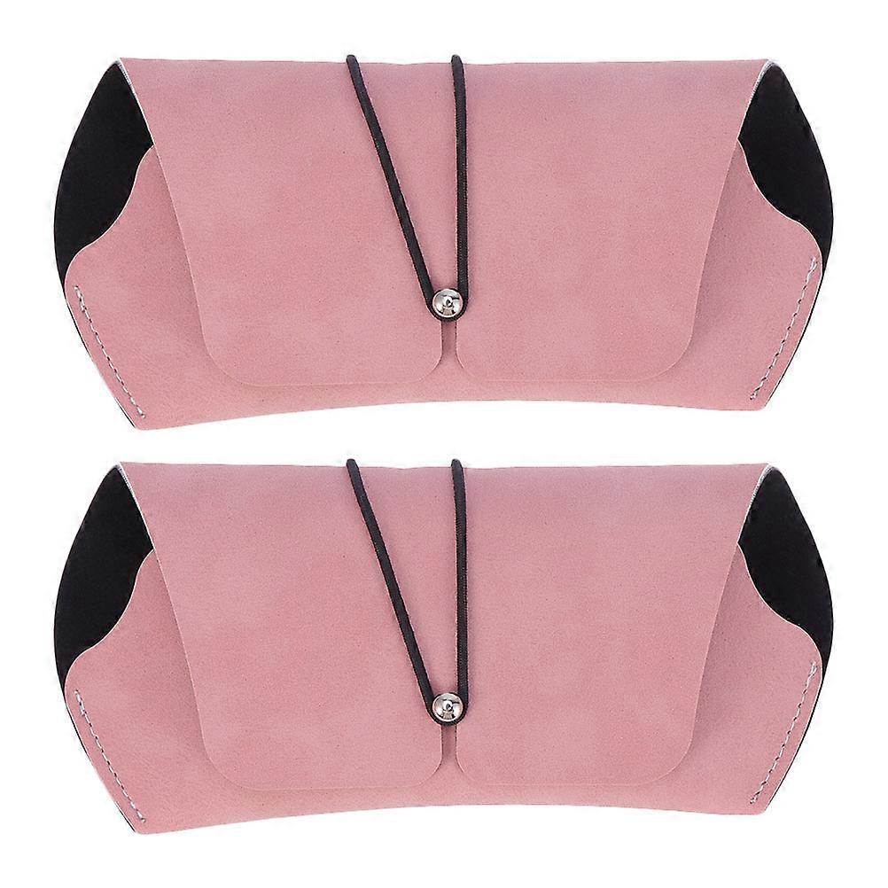 Eyeglasses Storage Case Rectangular Simple Design Glasses Daily Use Pink 16.5X7CM 2Pcs