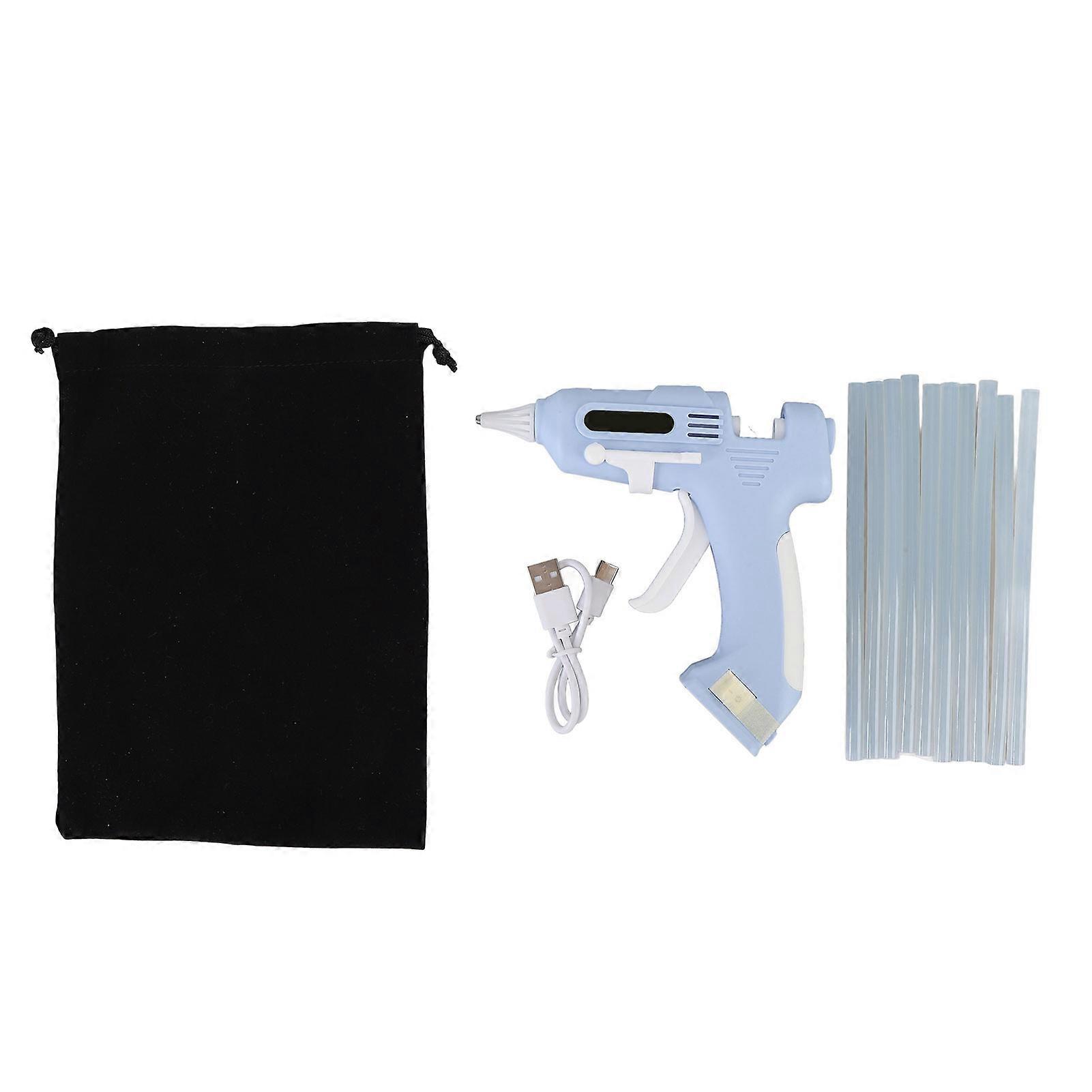 Electric Hot Glue Kit with 10Pcs 7mm High Adhesion Sticks Cordless Hot Melt Glue Tool for Home and Crafting Blue