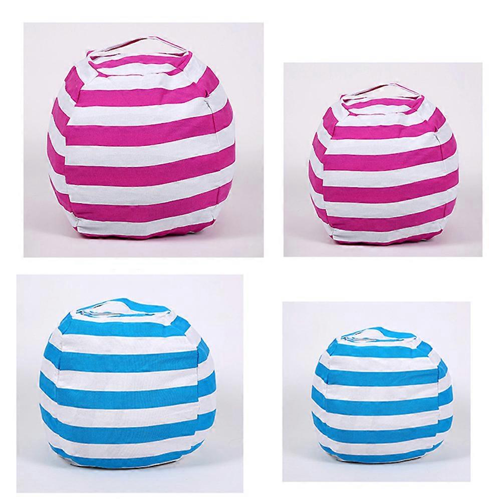 Large Capacity Bag Spherical Shape Design Plush Toy Storage Bag Child Sofa Cushion with Handle Zipper Rosy Stripes For Playroom 1Pcs