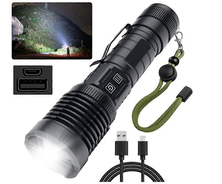 Flashlights, Super Bright Handheld Tactical Flashlights 1500 lumens with 2 Buttons, Zoomable, High Powered Flash Light LED(Black)