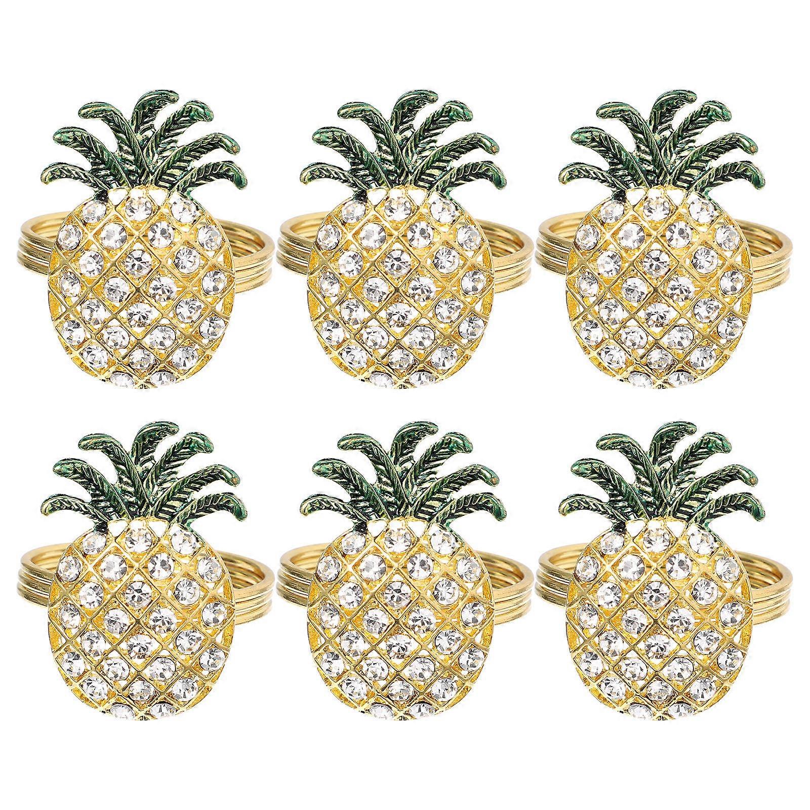 Diamond Napkin Ring Pineapple Style for Decoration 6Pcs Table Accessory