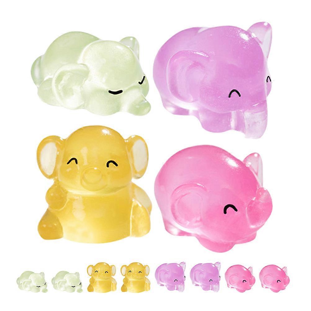 12pcs Mini Elephant Figurines, Luminous Resin Animal Ornaments for Glow in the Dark Decor, Suitable for Aquariums, Bonsai, DIY Crafts, and Home