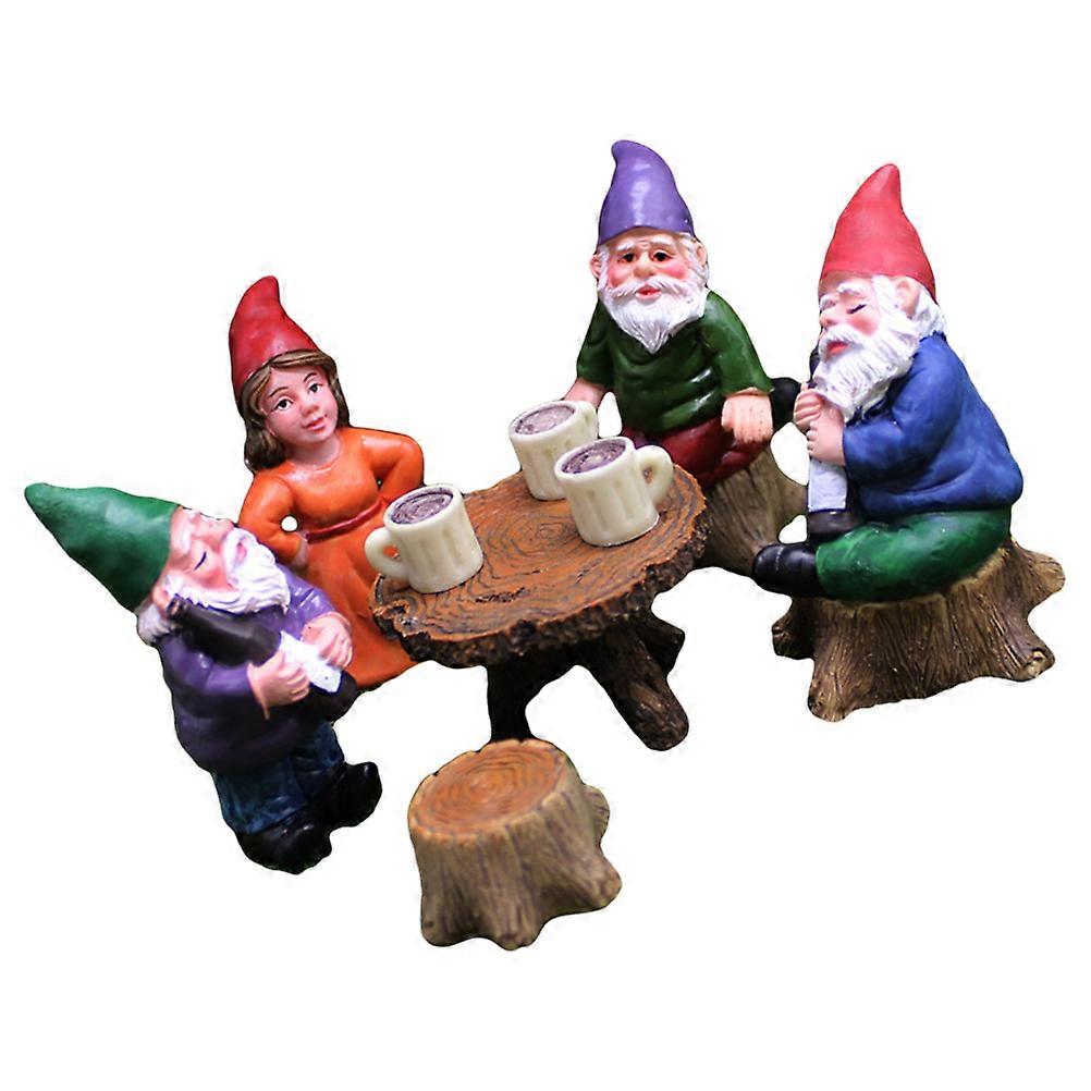Dwarf Garden Gnome Statue Set Fairy Garden Figurines for Outdoor Lawn Decoration