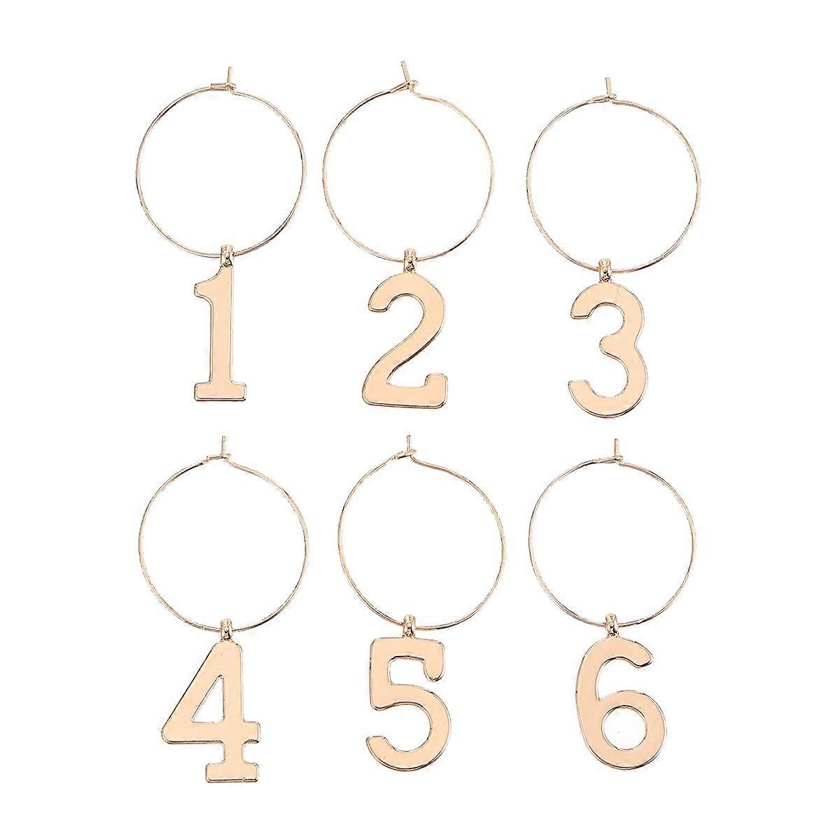 6pcs Gold Wine Glass Markers, Zinc Alloy Drink Identifiers for Weddings, Birthdays, and Gatherings, Easy to Use