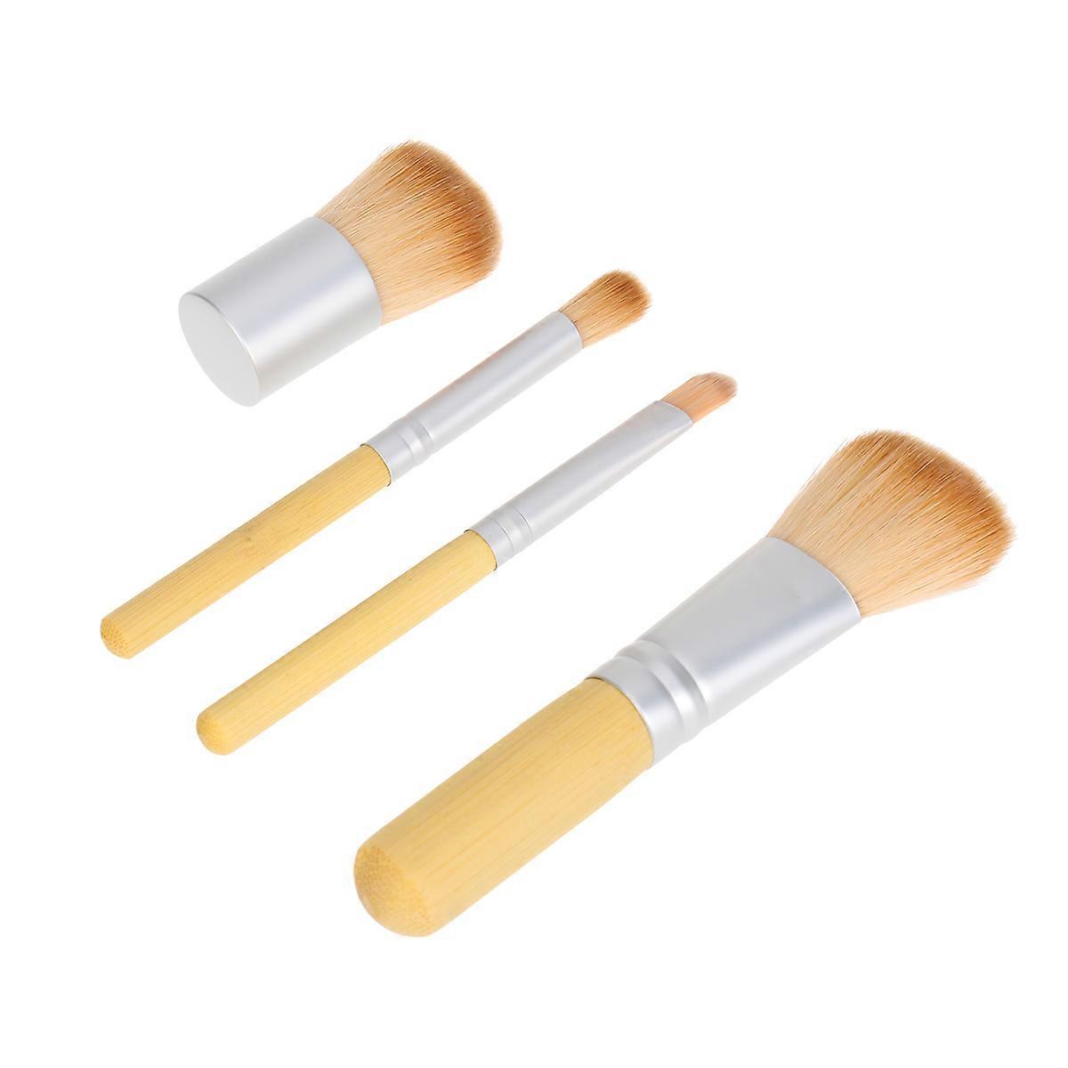 Make Up Brush Kit Professional Use Assorted Color Bamboo Handle 4Pcs