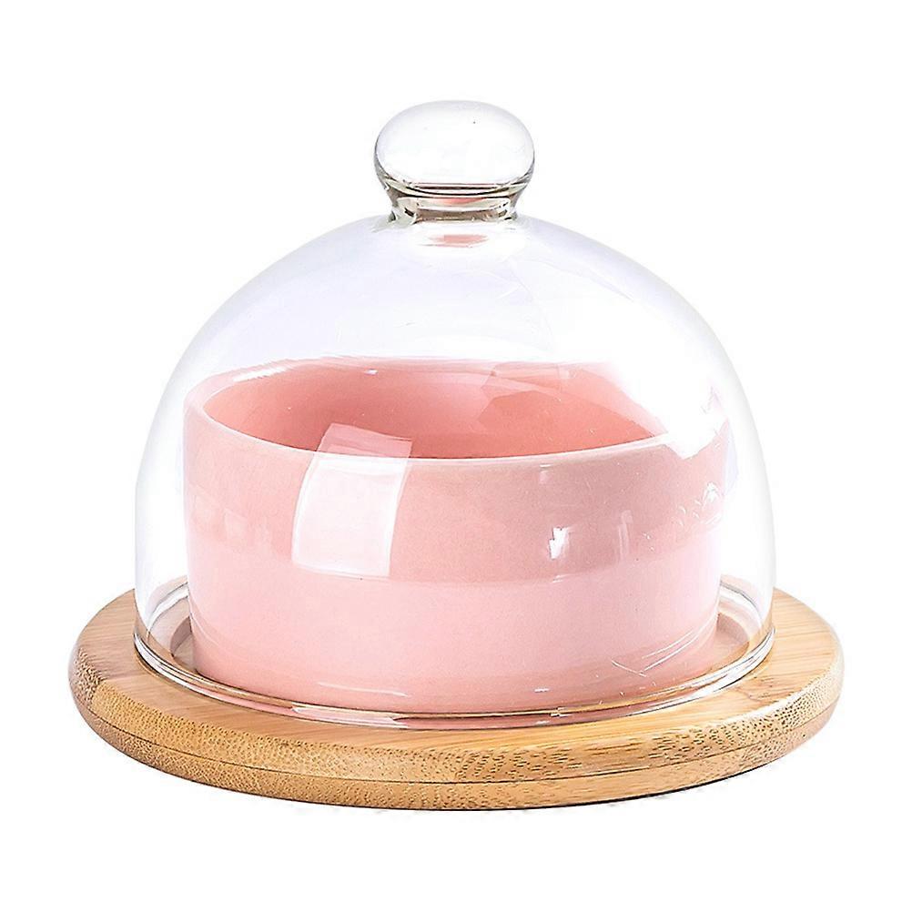 Ceramic Soup Bowl With Lid Ice Cream Bowl For Party Round Wood 1Set