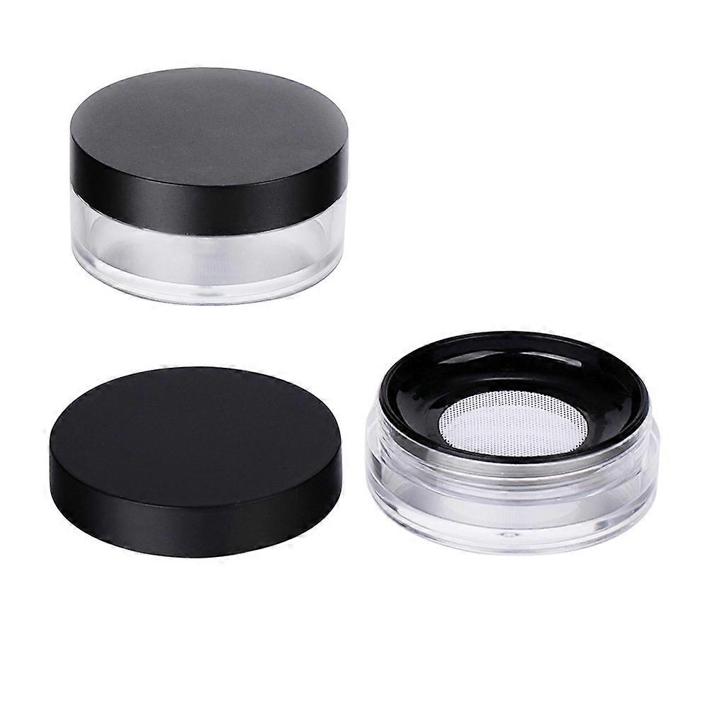 Puff Container Empty Travel Case Round Elastic Mesh Loose Container Makeup Case Black 6 5x6 5x3cm Storage 2Pcs