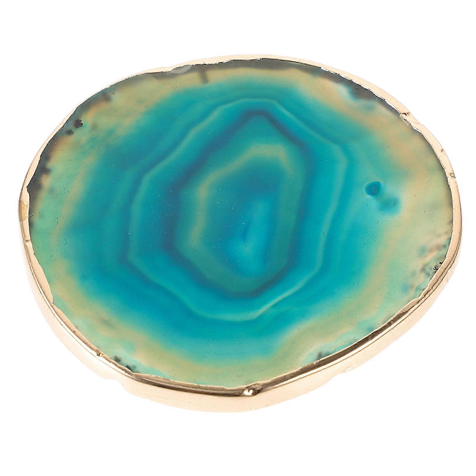 Stone Coasters Unique Agate Stone Coaster Geometric Round Design Home Office Use 10X10CM Water Absorption 1Pc