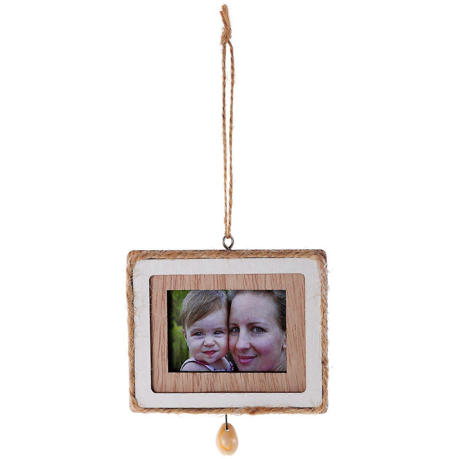 Wood Picture Frame Ornament Unfinished Wooden Picture Frame for Tiny House Decor (Square Shape)