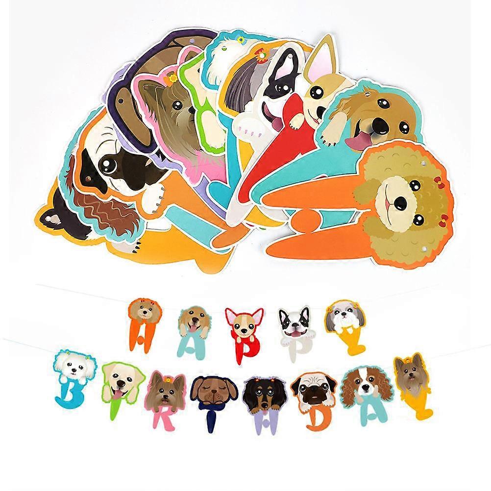 Party Decoration Layout Pet Dog Birthday Banner Rectangle Assorted Color Paper 1Set