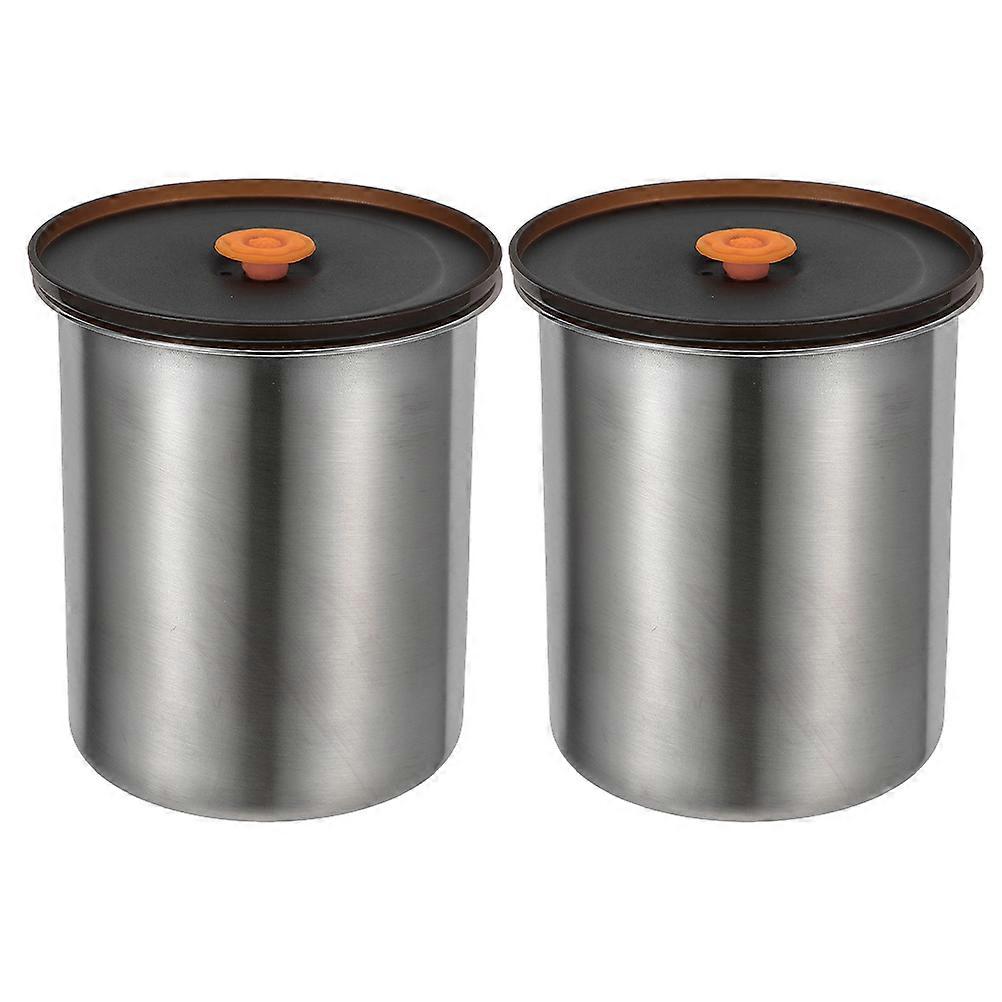 Compact Stainless Canister Stores Beans 1200 Ml 2Pack Home Or Office Use