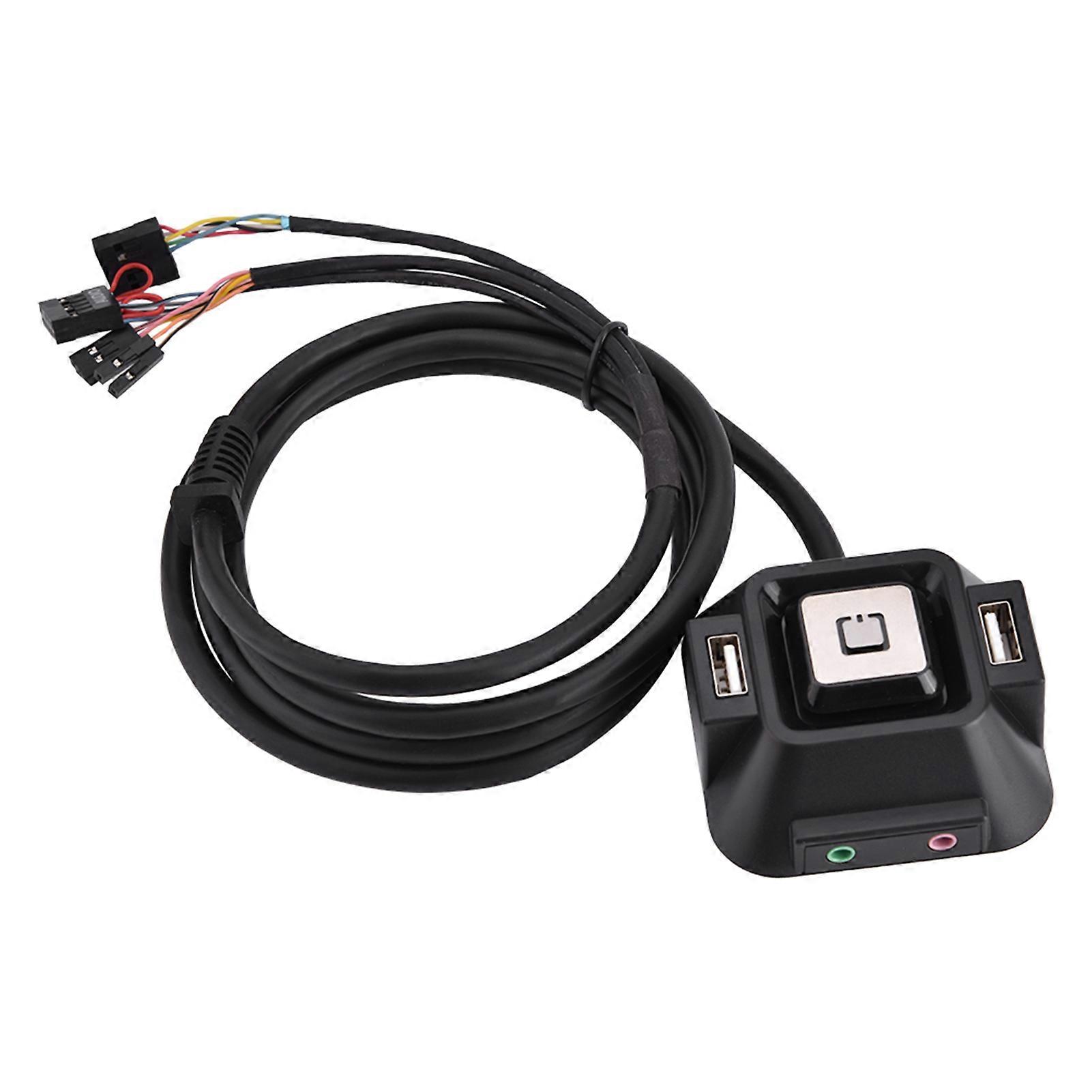 Desktop PC Case Switch Dual USB Ports Power Reset Button o Microphone Port
