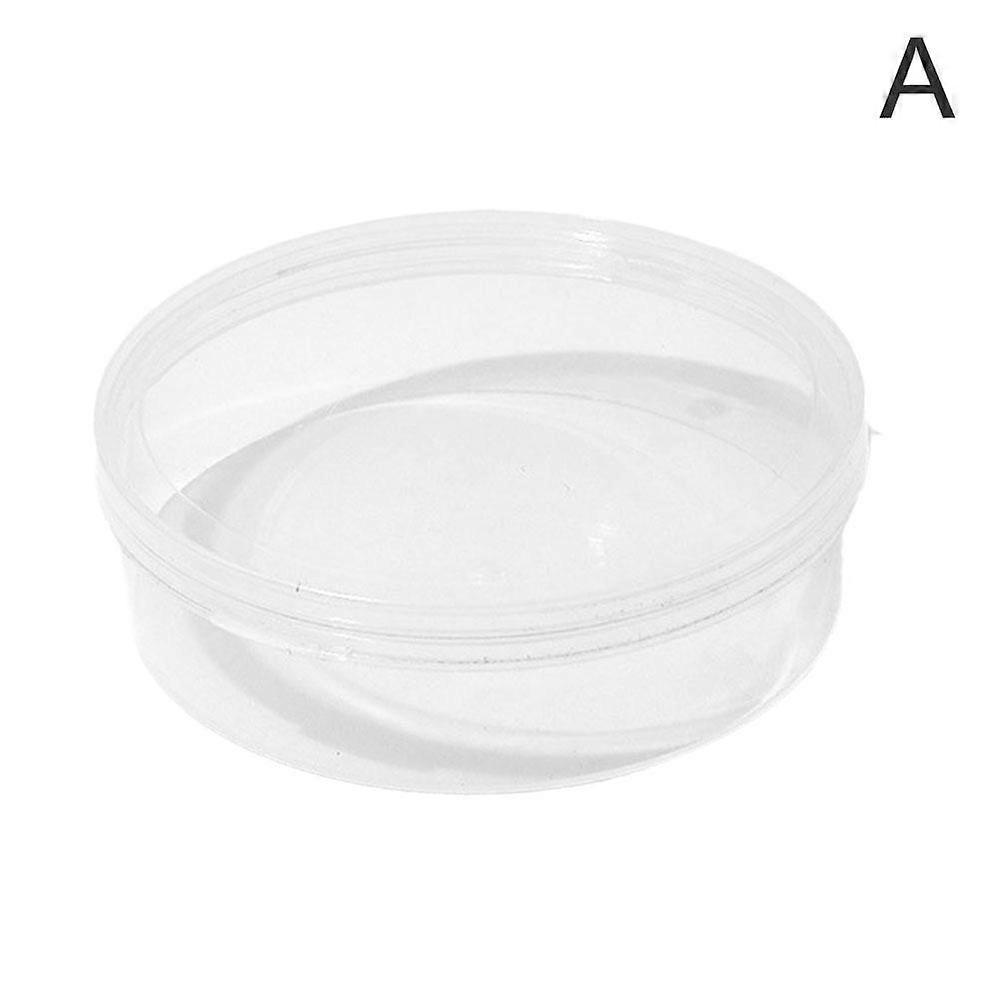 Powder Puff Storage Box Case Jointed Transparent Round Plastic white 1pcs