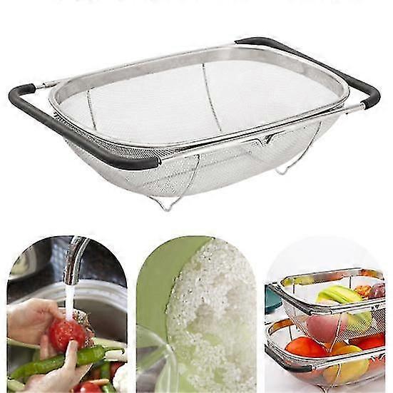 Strainer Basket Expandable Anti-Slip Space-saving Practical Fine Mesh for Vegetables