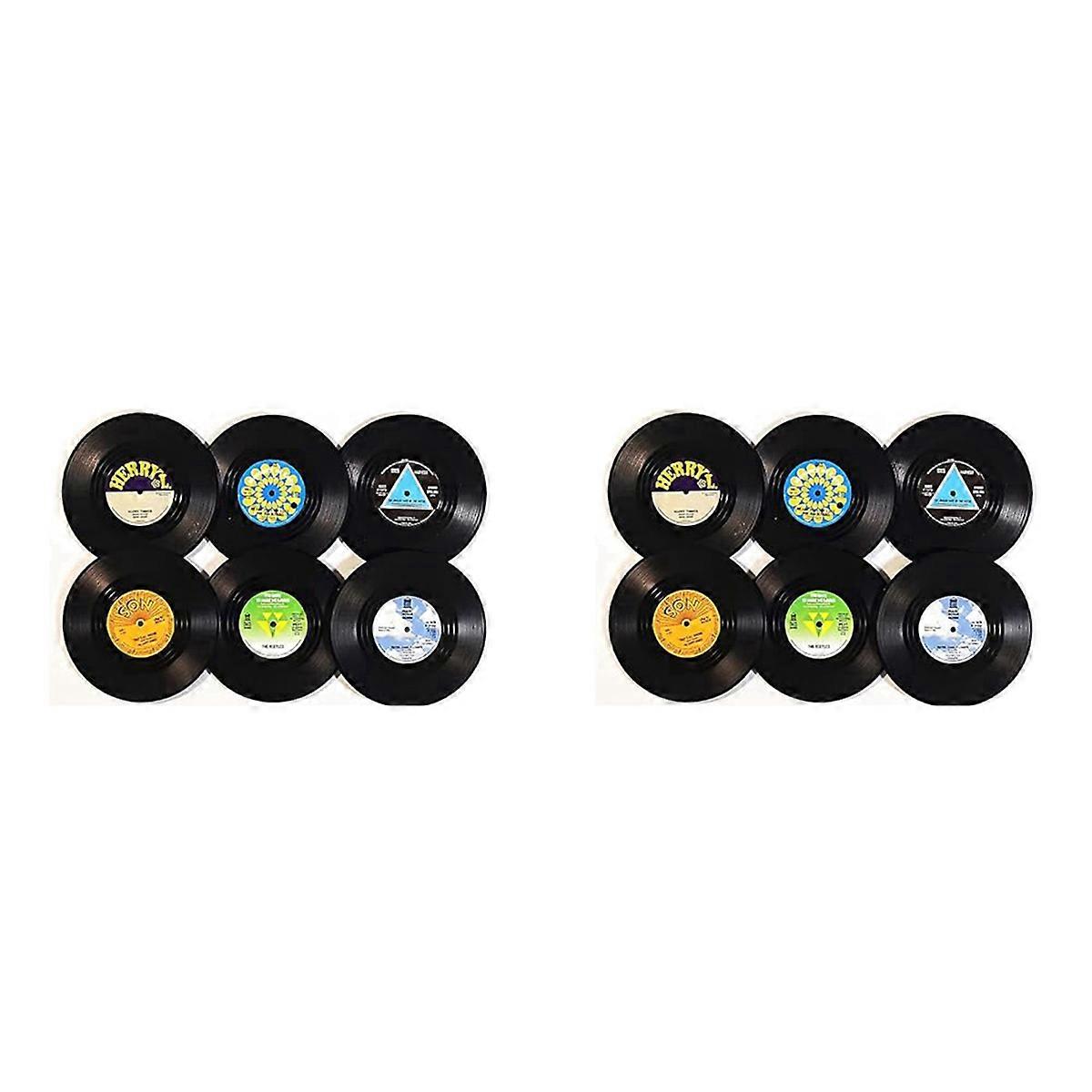 Drink Coasters Set of 6 Vintage CD Coasters Vinyl Records for Music Lovers, Housewarming Hostess Gi