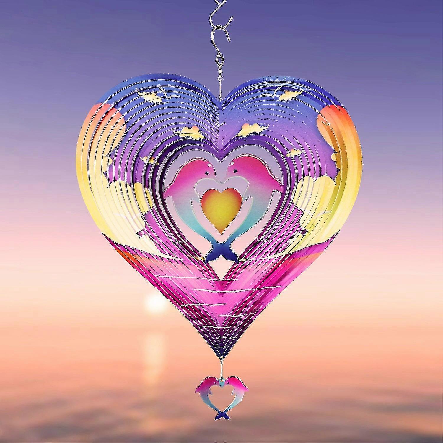 Cuore Battente Wind Spinner In Acciaio Inox Abs Wind Catcher Love Carillon A Vento In Metallo Rotante Decorazione Ornamento