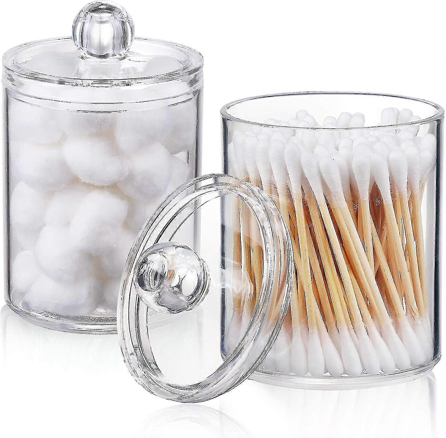 2 Pack Storage Containers For Cotton Ball, Cotton Swab, Cotton Round Pads, Floss--