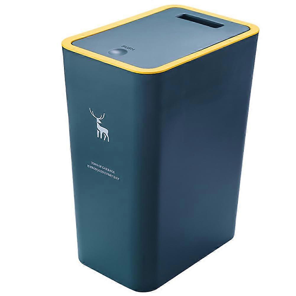 Plastic Bin with Push Lid, 15 L, White/Black/Grey/Blue, ABS, 34x25.5x17.5 cm