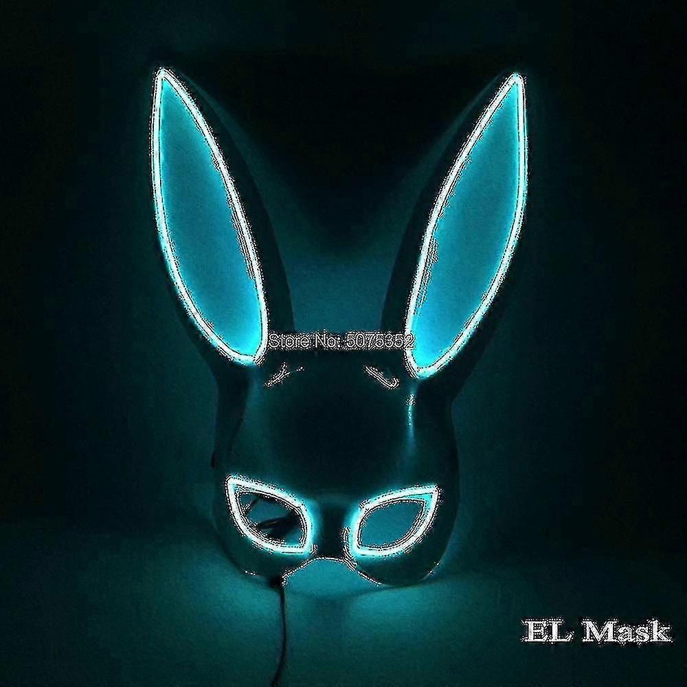 Cute Long Ears Bunny Mask Halloween Christmas Rabbit Mask Women Cosplay Mask Led Flashing Luminous Masks Valentine Day Gift