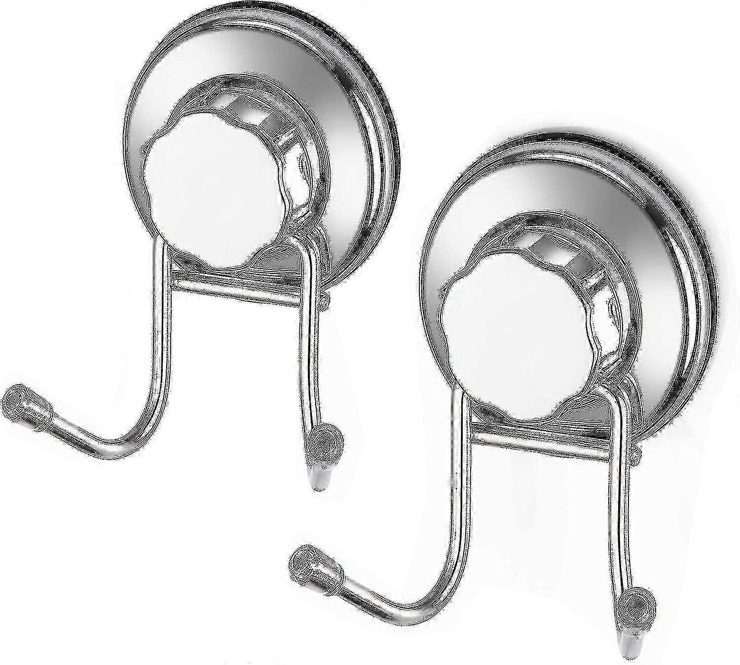 Strong Suction Cup Hooks Damage Free Stainless Steel Hook, 2 Pack--