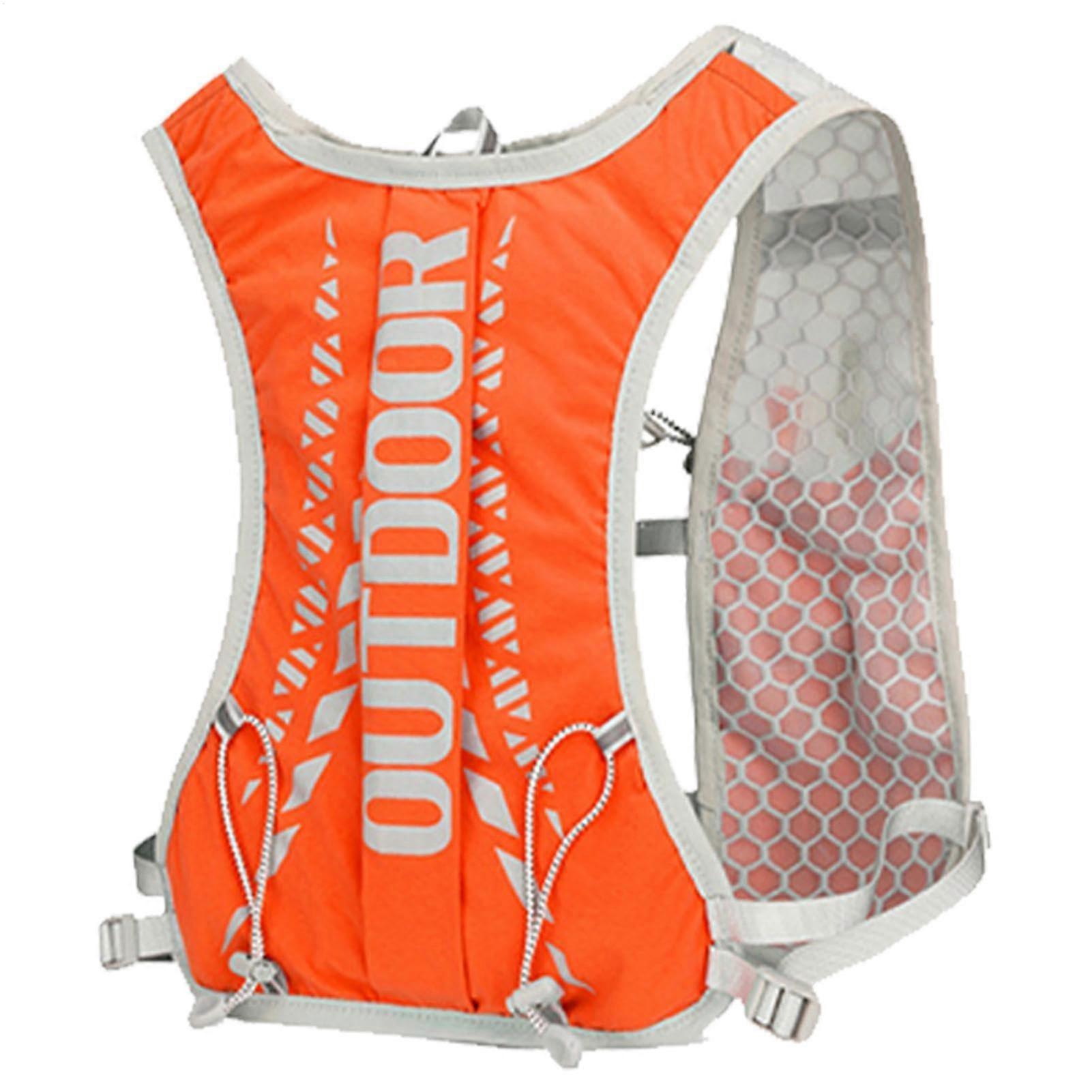 5L Hydration Backpack for Cycling - Lightweight Water Rucksack with Adjustable Straps and Reflective Strips in Orange C