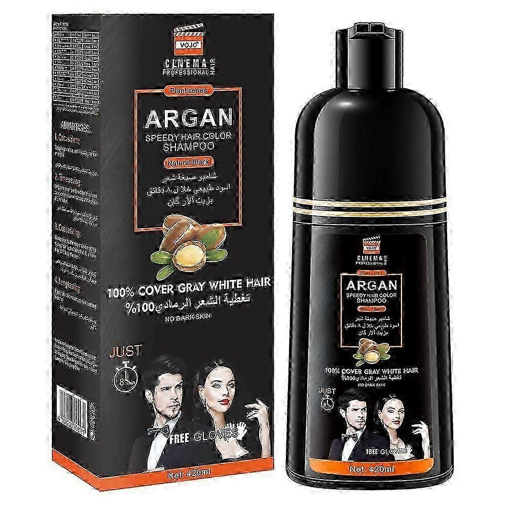 Suitable for Instant Hair Dye Shampoo for Gray Coverage, 3-in-1 Color Shampoo for Men & Women, 100% Grey Cover with Herbal Ingredients, 420ml-jc