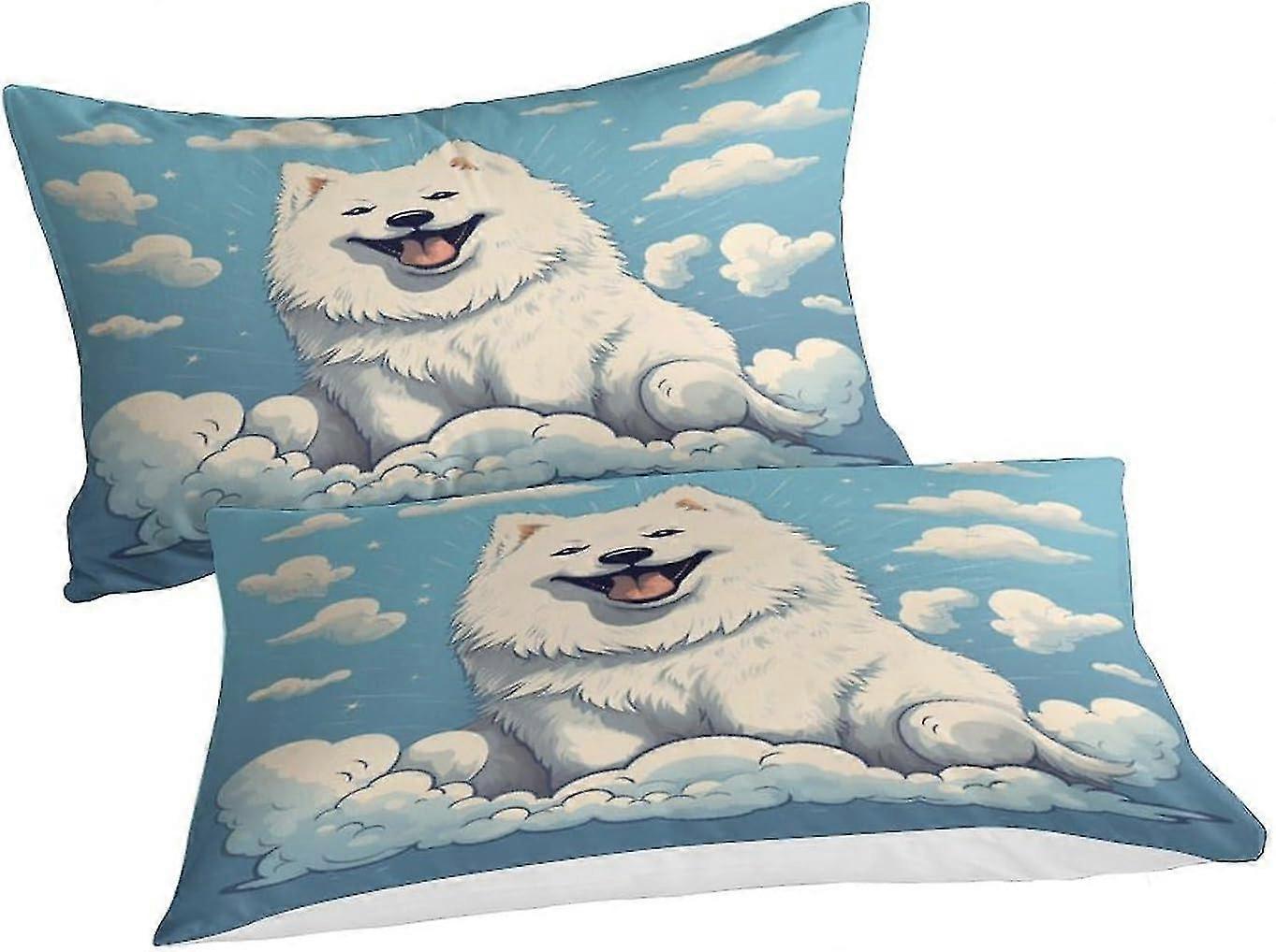 Cartoon Dog Printed One-sided Duvet Cover Set 3 Pcs with Zipper Closure Pillowcases Ultra Soft Hypoallergenic Microfiber Quilt Cover Bedding