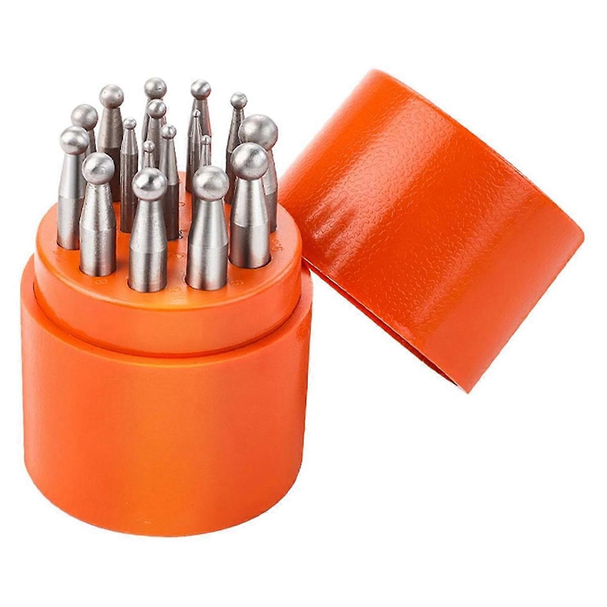 Doming Block Punch Set, Dapping Punches Processing Crafting Metal Forming Tools Stamping Tools for Shaping Beads 17PCS