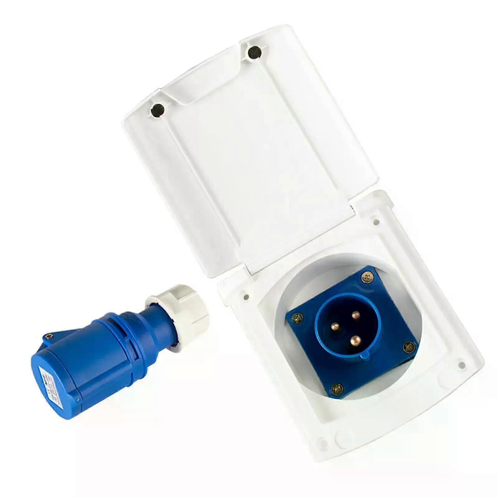 16A RV Exterior Power Plug and Socket IP44 Waterproof with Cover Power