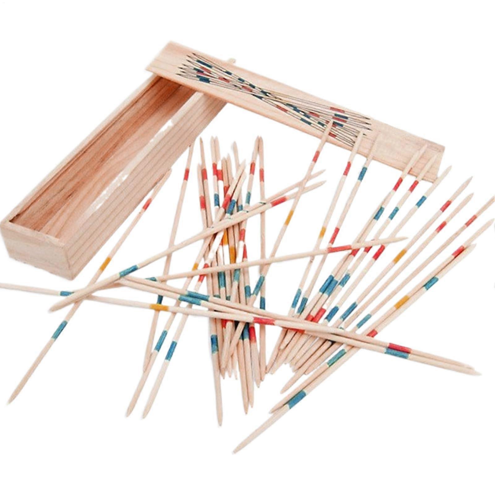 Pick Up Sticks Game Set, Classic Wooden 31 Colorful Sticks Balance Toy