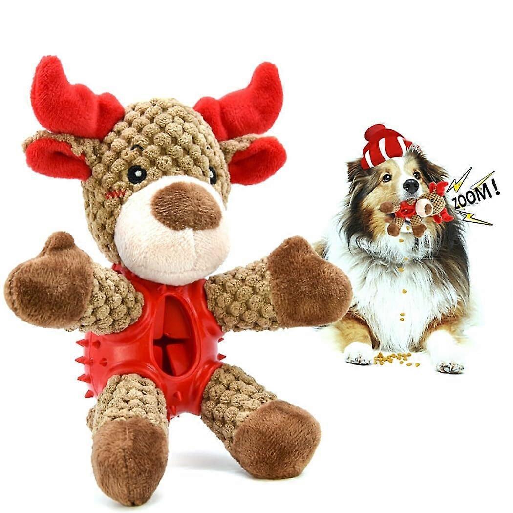 Cute Reindeer Plush Squeaky Interactive Dog Toy , Puppy Chew Toy for Aggressive Chewers,  for Christmas