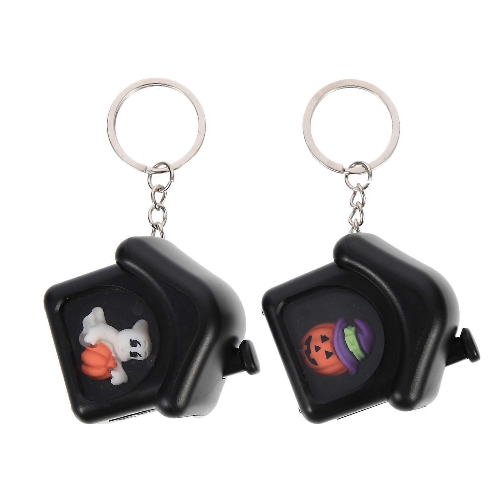 Spooky Keychain Luminous Sound Emitting House Key Chain 2Pcs Halloween Party Decorative Effect