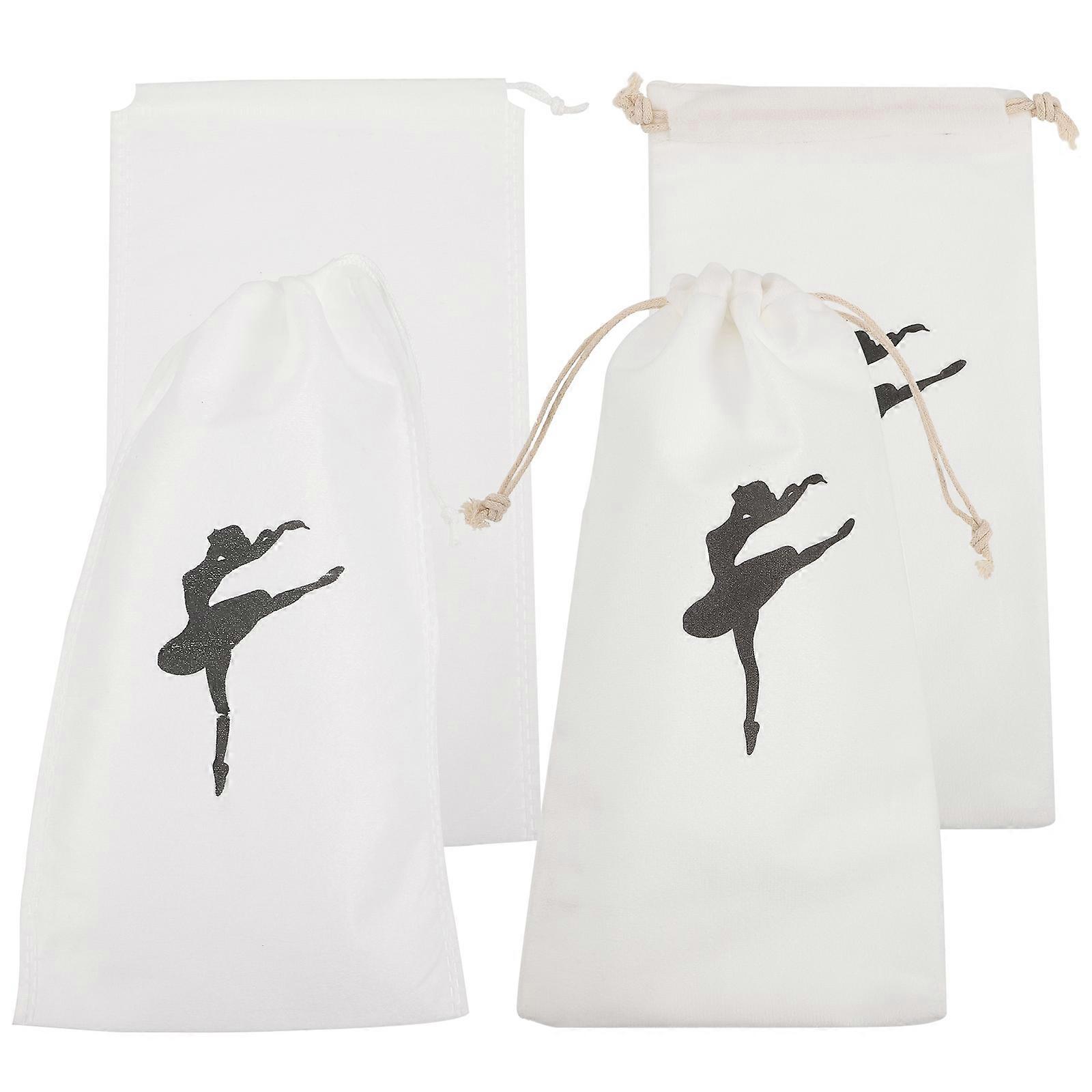 4pcs Durable Ballet Drawstring Bags for Pointe Shoes – Wear Resistant Storage Pouches for Dance Practice